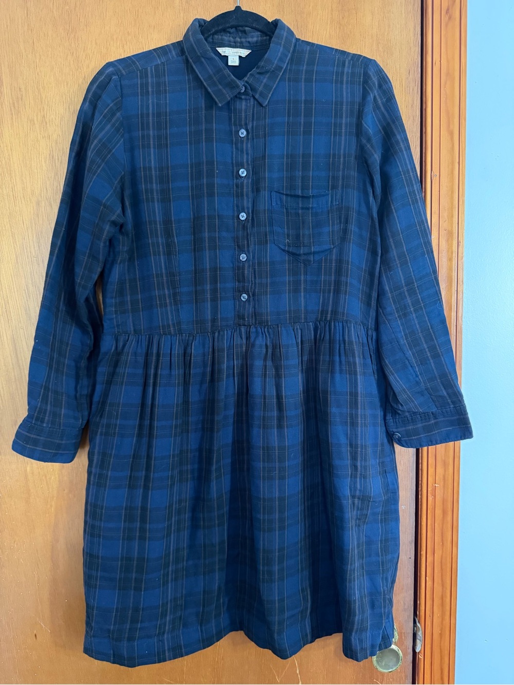 Gap Navy Plaid Button-Front Dress